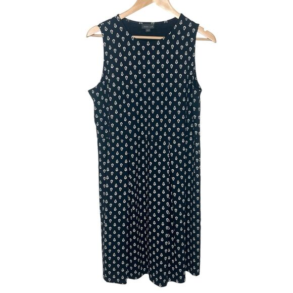 J Jill Wearever Floral Knit Dress Black Womens M Sleeveless Shift Boho - Picture 1 of 7